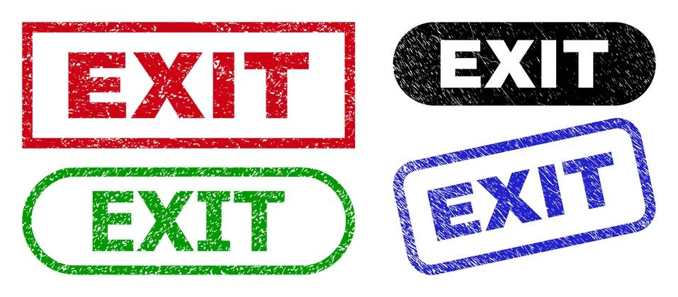 EXIT Rectangle Stamp Seals Using Grunge Style Stock Illustration