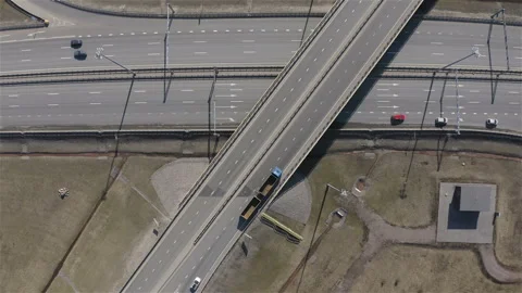 Exit from the ring road. Aerial survey Stock Footage 113534438