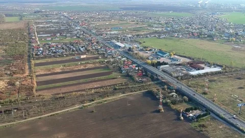 Exit road bridge on the south side of Ploiesti, Romania, aerial footage Stock-Footage 123357925