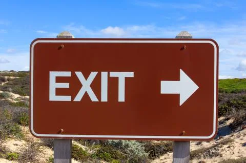 Exit Sign with Arrow Pointed Right Stock Photos