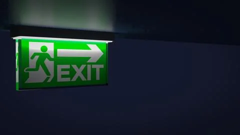 The exit sign for Background concept 3d rendering Ilustración de archivo