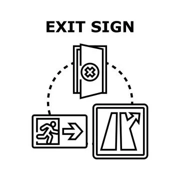 Exit sign concept vector illustration outline Stock Illustration