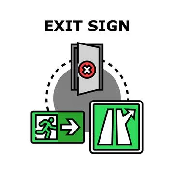 Exit sign concept vector illustration outline Stock Illustration