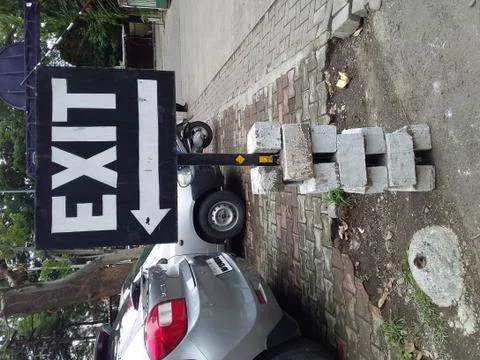 Exit sign in the construction zone Foto stock