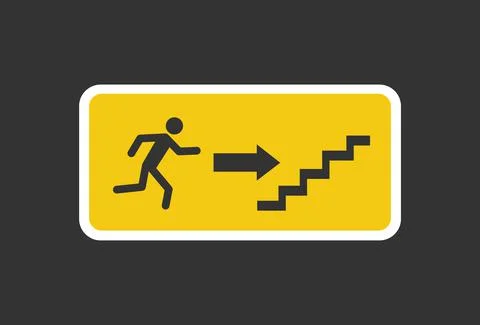 Exit sign. Emergency fire Exit sign. Man figure running to doorway. Running man Stock Illustration