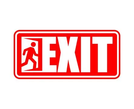 Exit sign evacuation icon. Man exiting door symbol. Exit sign for evacuatio.. Stock Illustration