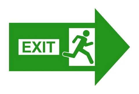 Exit sign, green emergency exit sign isolated on white background. Background Stock Illustration