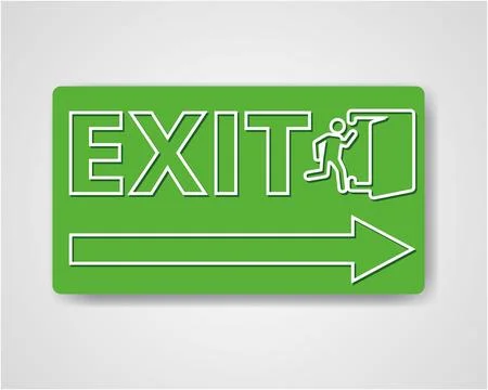 Exit Sign with a Green Rectangular Board Icon Ilustración de archivo