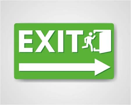 Exit Sign with a Green Rectangular Board Icon Ilustración de archivo