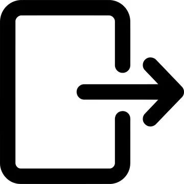 Exit Sign Icon Featuring a Stylized Doorway with an Arrow Pointing Outwards.. Stock Illustration