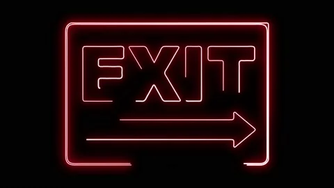 Exit sign neon light flickering on black background. Stock Footage 233344966