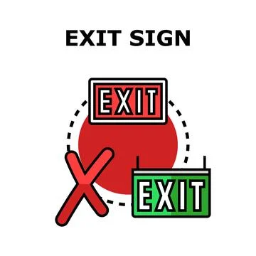 Exit sign options with decision choice concept Stock Illustration