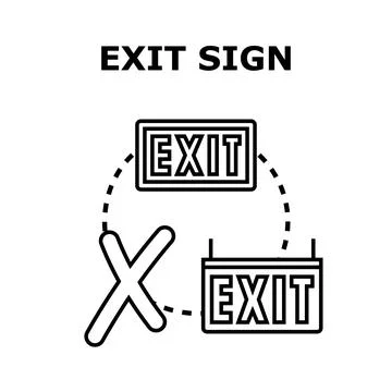 Exit sign options with decision choice concept Stock Illustration