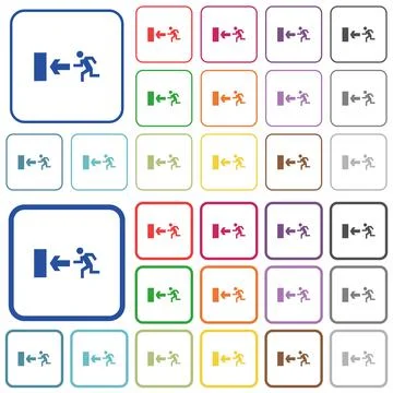 Exit sign outlined flat color icons Stock Illustration