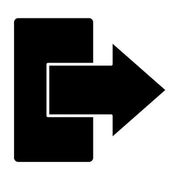 Exit sign solid icon. Door and right arrow vector illustration isolated on white Stock Illustration