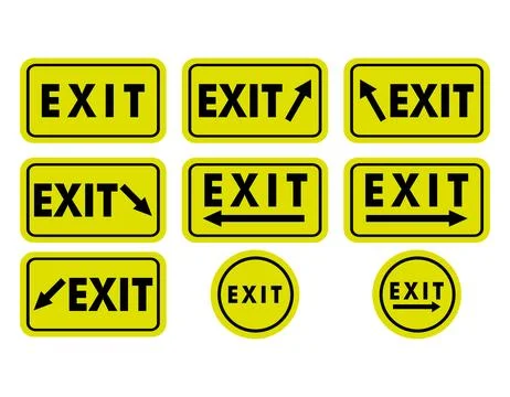 Exit signs with arrow Icon set Stock Illustration
