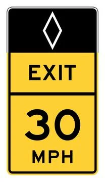 Exit speed advisory sign, HOV exit, W13-2 (HOV), US road sign Stock Illustration