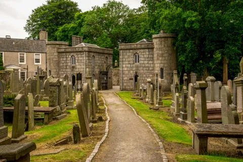 Exit from St Machar cathedral and cemetery, Aberdeen Stock Photos