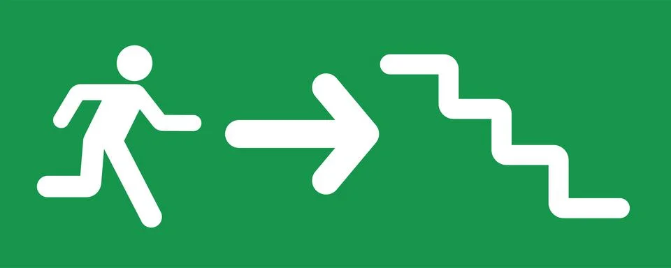 Exit stairs right Stock Illustration