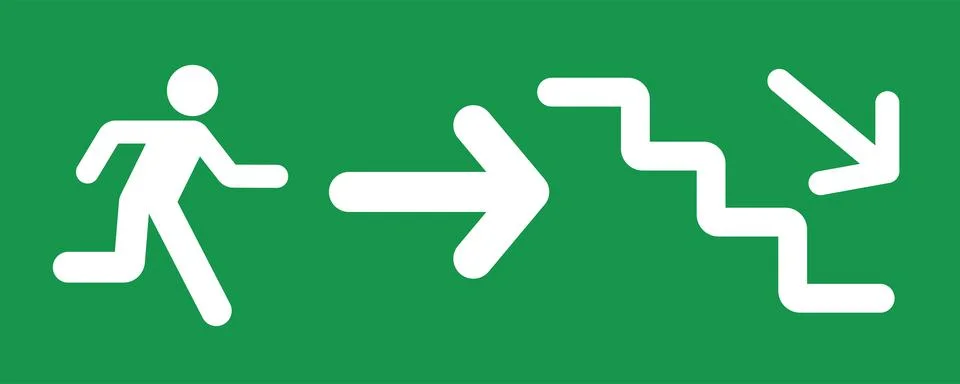 Exit stairs right Stock Illustration