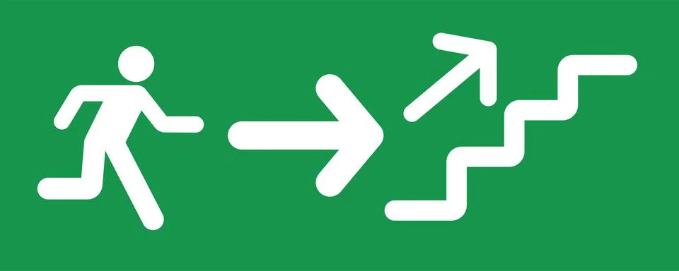 Exit stairs right Stock Illustration