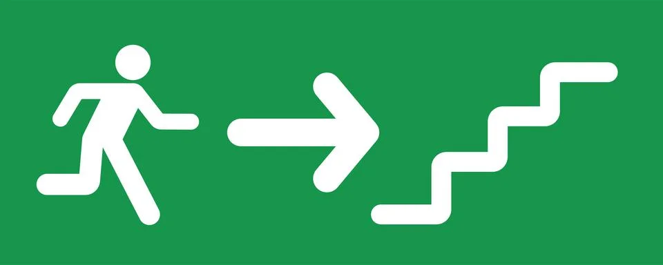 Exit stairs right Stock Illustration