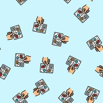 Exit stamp on passport vector seamless pattern Stock Illustration
