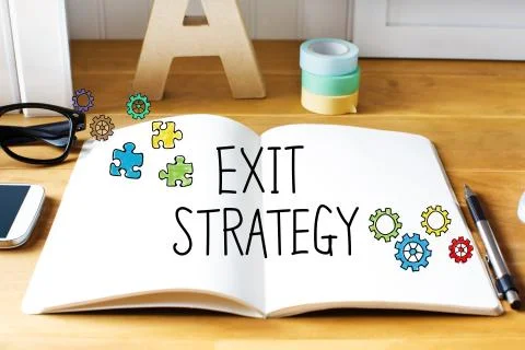 Exit Strategy concept with notebook Stock Illustration