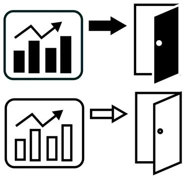Exit Strategy icon. Exit Valuation Line sign. flat style. Stock Illustration