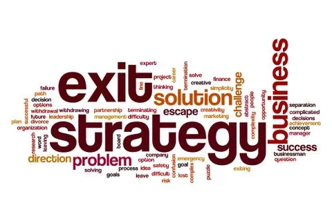 Exit strategy word cloud concept Stock Illustration