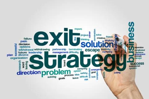 Exit strategy word cloud concept Stock Illustration