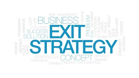 Exit strategy word cloud. Kinetic typography Stock Footage 107167012