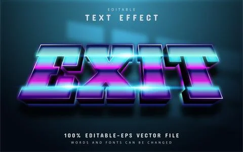 Exit text, 3d neon style text effect Ilustración de archivo