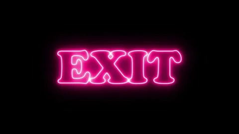 EXIT Text Animation  Neon Light Effect Stock Footage 305638183