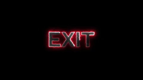Exit text icon animation neon glowing red blue color text letter banner pos.. Stock Footage 309527312