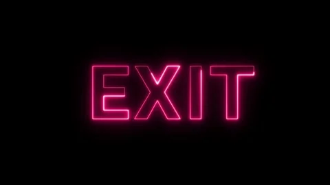 Exit text with neon glow effect, Exit neon animation, loop animated video, 4k Stock Footage 292284482
