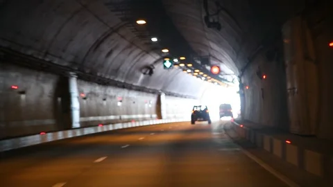 Exit from the tunnel, freeway Stock Footage 114556098