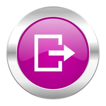 Exit violet circle chrome web icon isolated. Stock Illustration