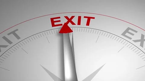 Exit Word or Text Gauge Arrow Compass Animation Concept on White Background Stock Footage 301477527