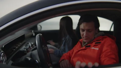 Exiting car at end of the trip; the camera is mounted on the driver's door Stock-Footage 342412467