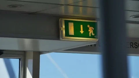 Exiting Sign on Ship Stock Footage 69272533