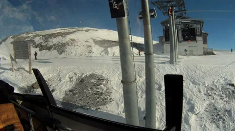 Exiting a skilift Stock Footage 3074001