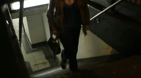 Exiting subway Stock Footage 22636801