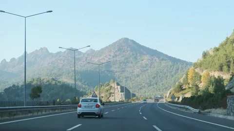 Exiting a tunnel into the middle of the Taurus mountain range Stock Footage 146029928