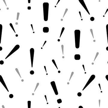 Exlamation mark seamless pattern, isolated on white background. Vector illust 스톡 일러스트