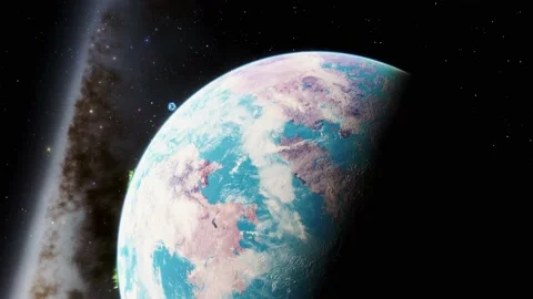 Exo Planet with Life, Alien Planet Animation, Space, 4K Stock Footage 234218862