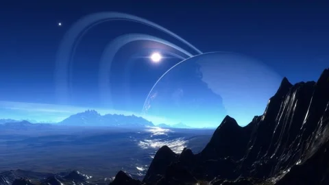 Exo-Planet with Rings, Animation 4K Stock Footage 242508089