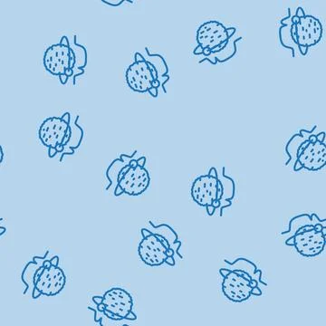 Exoplanet space exploration line vector seamless pattern Stock Illustration