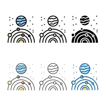 Exoplanet space exploration multistyle color icon vector Stock Illustration