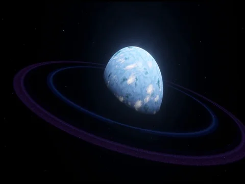 An exoplanet in space with water and ring Stock Footage 82472640